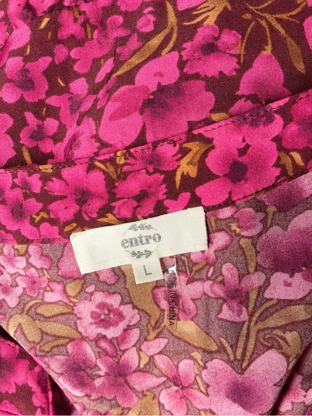 Entro Pink Floral V-Neck Flutter Sleeve Midi Dress - Picture 4 of 5